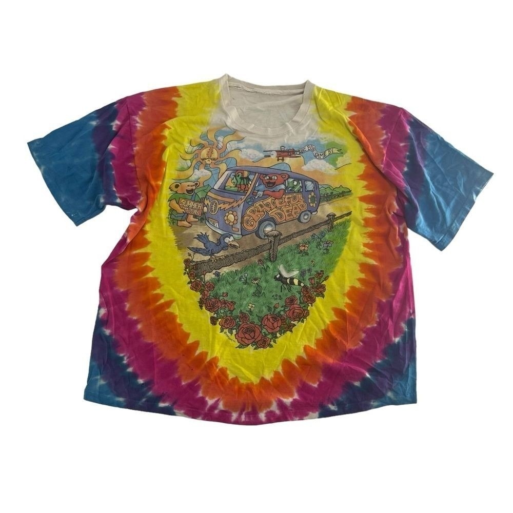 Vintage 90s Grateful Dead Shirt Mens XL Multicolor Tie Dye 1994 Summer Tour Bus